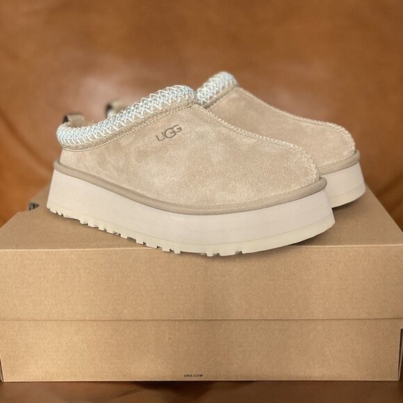 UGG Tan Suede Platform Slip-Ons